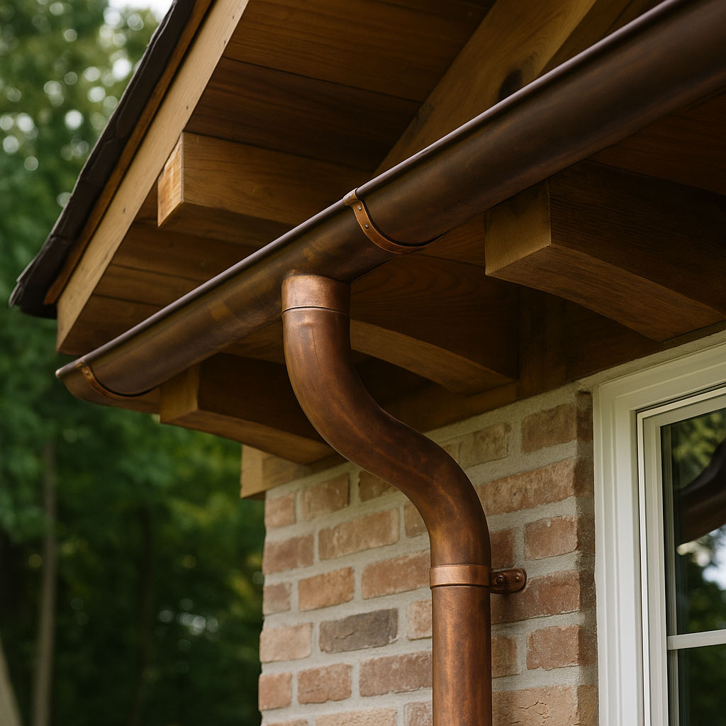 Elegant half-round gutter on a classic home